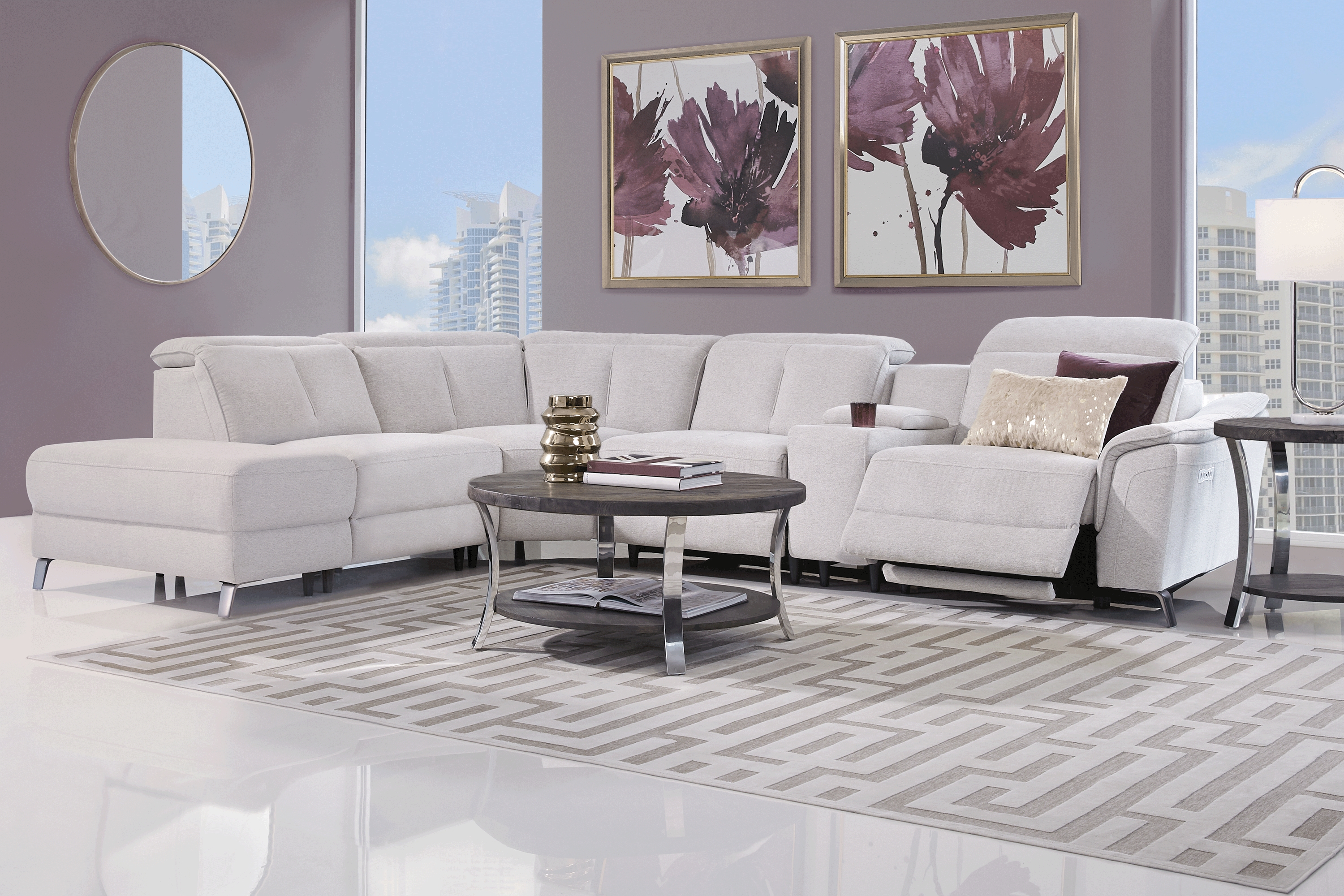 Turano Gray 9 Pc Dual Power Reclining Sectional Living Room - Thumbnail - Image 1