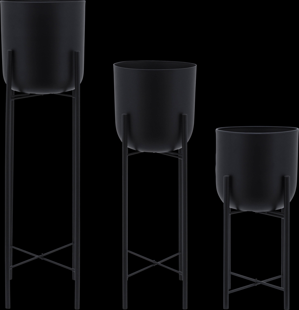 Turnham Black Planter, Set of 3 - Thumbnail - Image 1