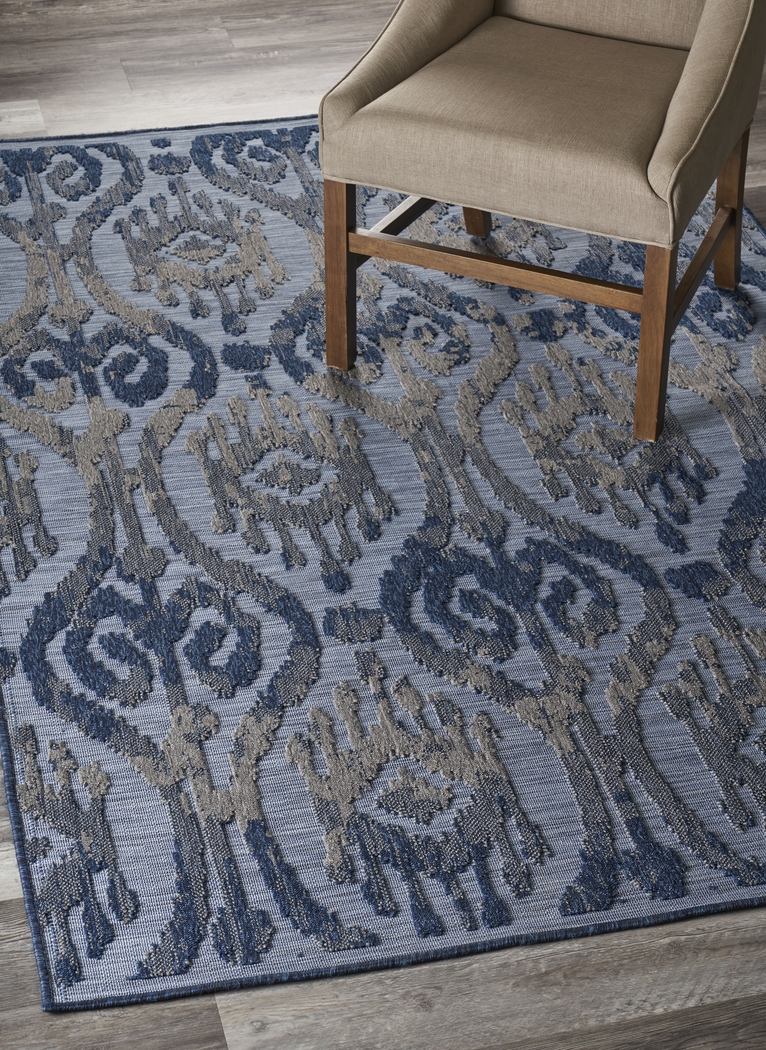 Turnia Blue 5' x 7' Indoor/Outdoor Rug - Thumbnail - Image 3