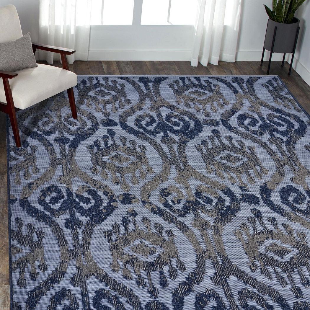 Turnia Blue 7'9 x 9'9 Indoor/Outdoor Rug - Thumbnail - Image 2