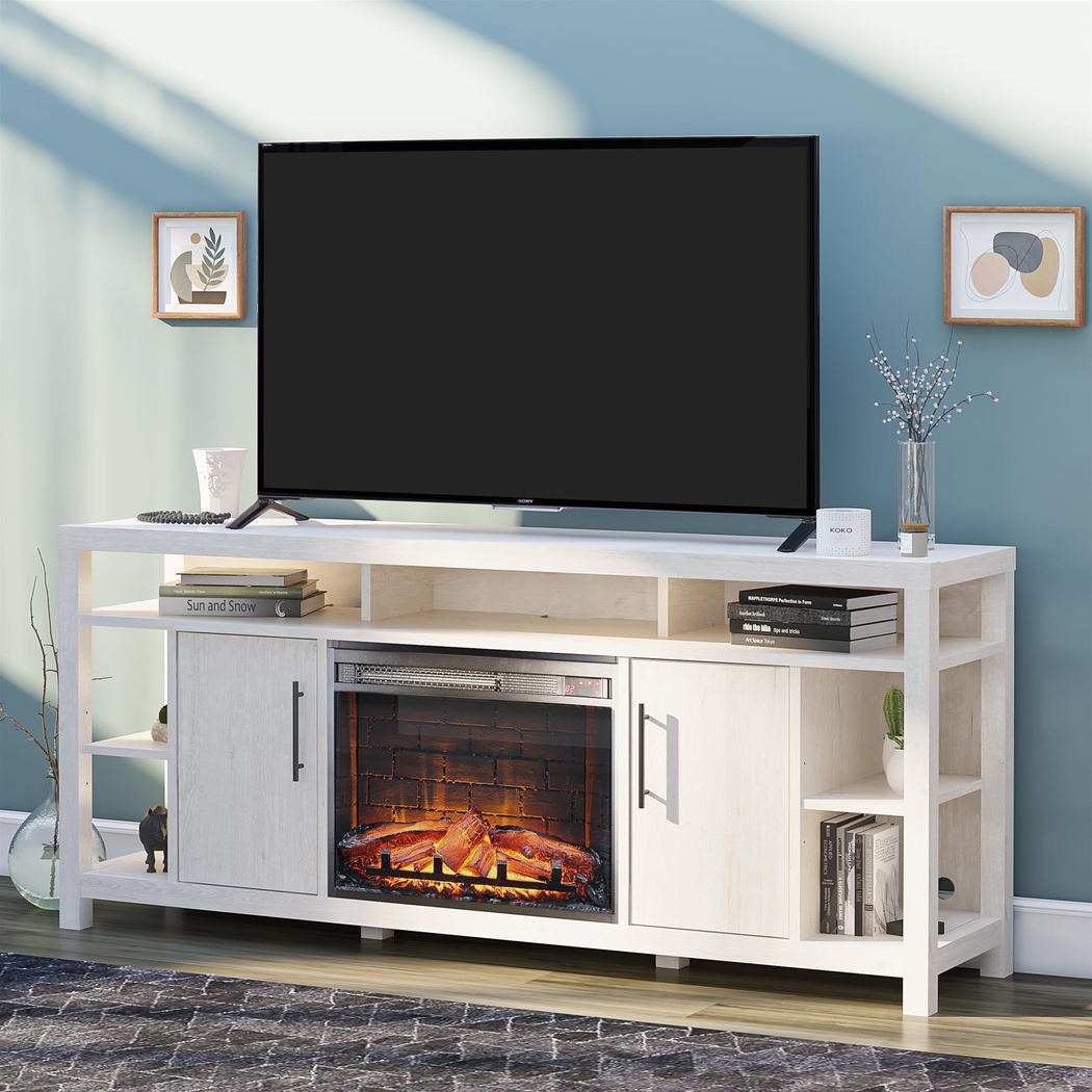 Turrell Ivory 68 in. Console with Electric Fireplace - Thumbnail - Image 2
