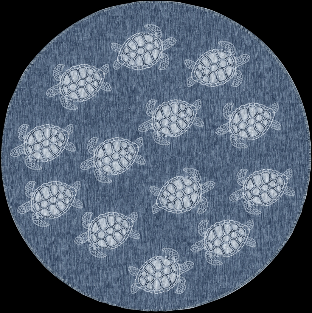 Turtle Cove Navy 7'10 Round Indoor/Outdoor Rug - Thumbnail - Image 1