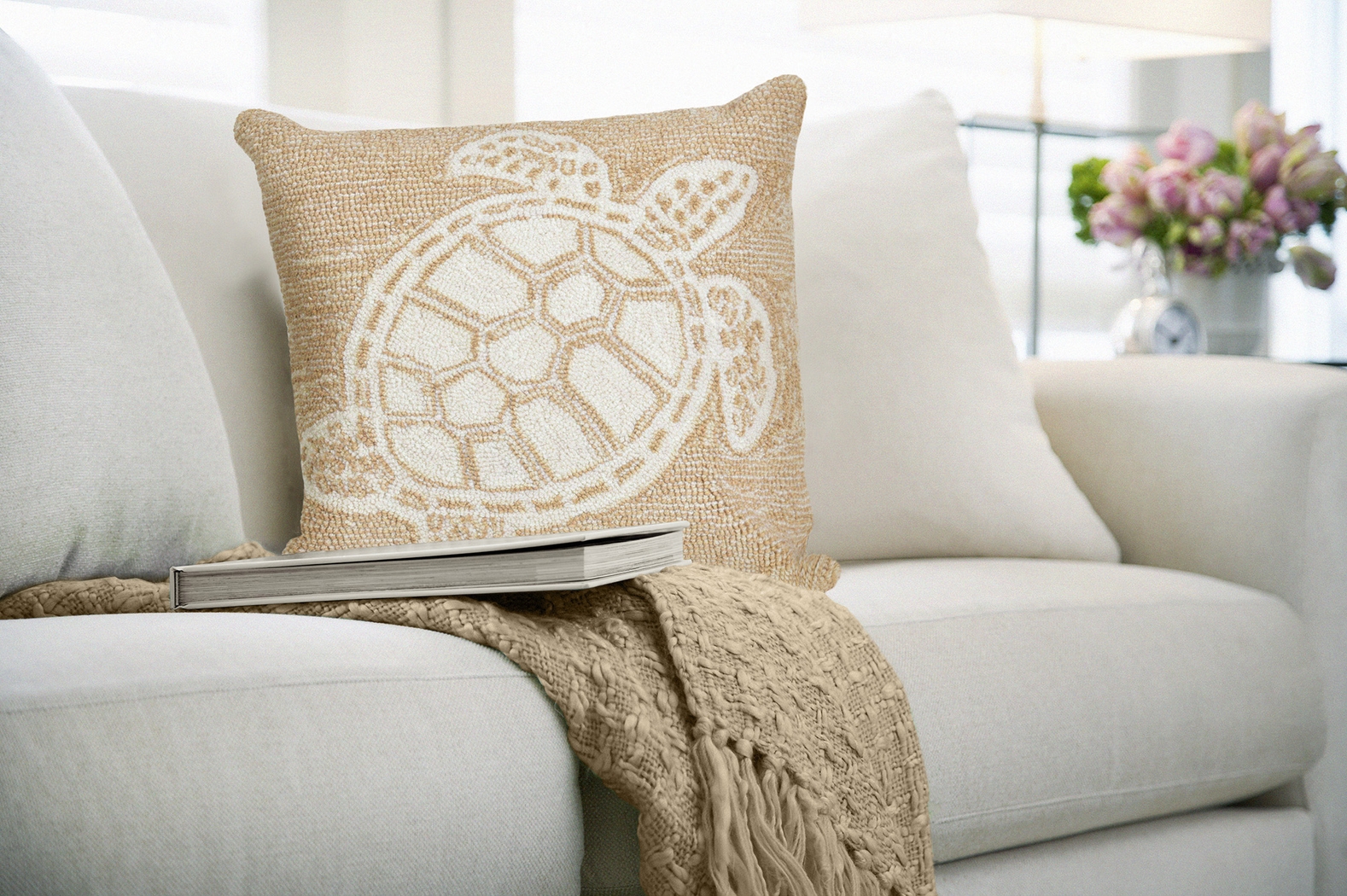 Turtle Cove Neutral Indoor/Outdoor Accent Pillow - Thumbnail - Image 2
