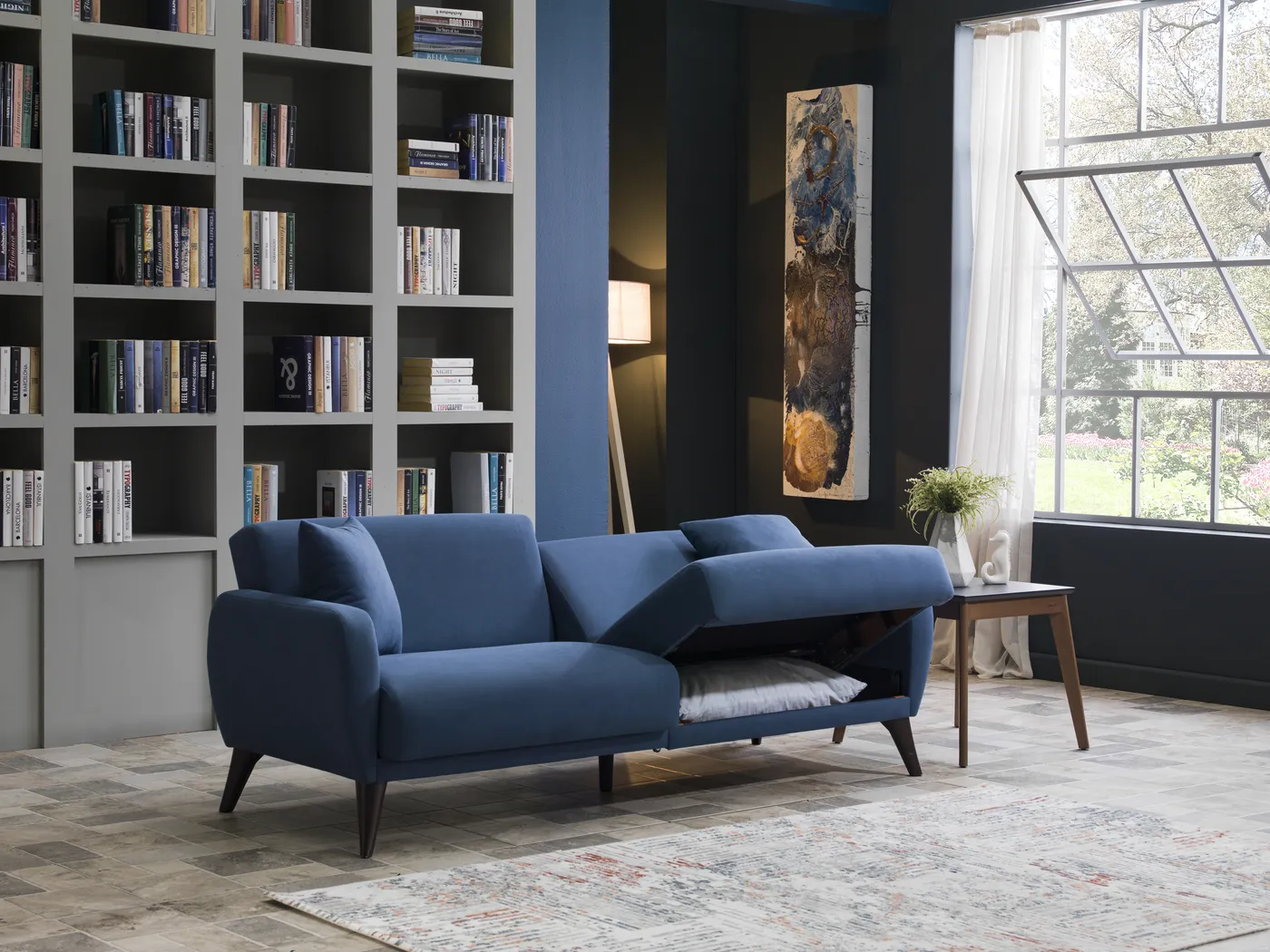 Tusico Blue Sleeper Sofa - Image 13