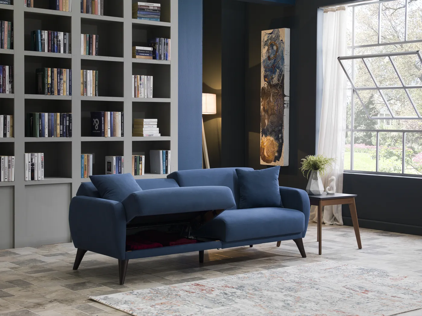Tusico Blue Sleeper Sofa - Image 14