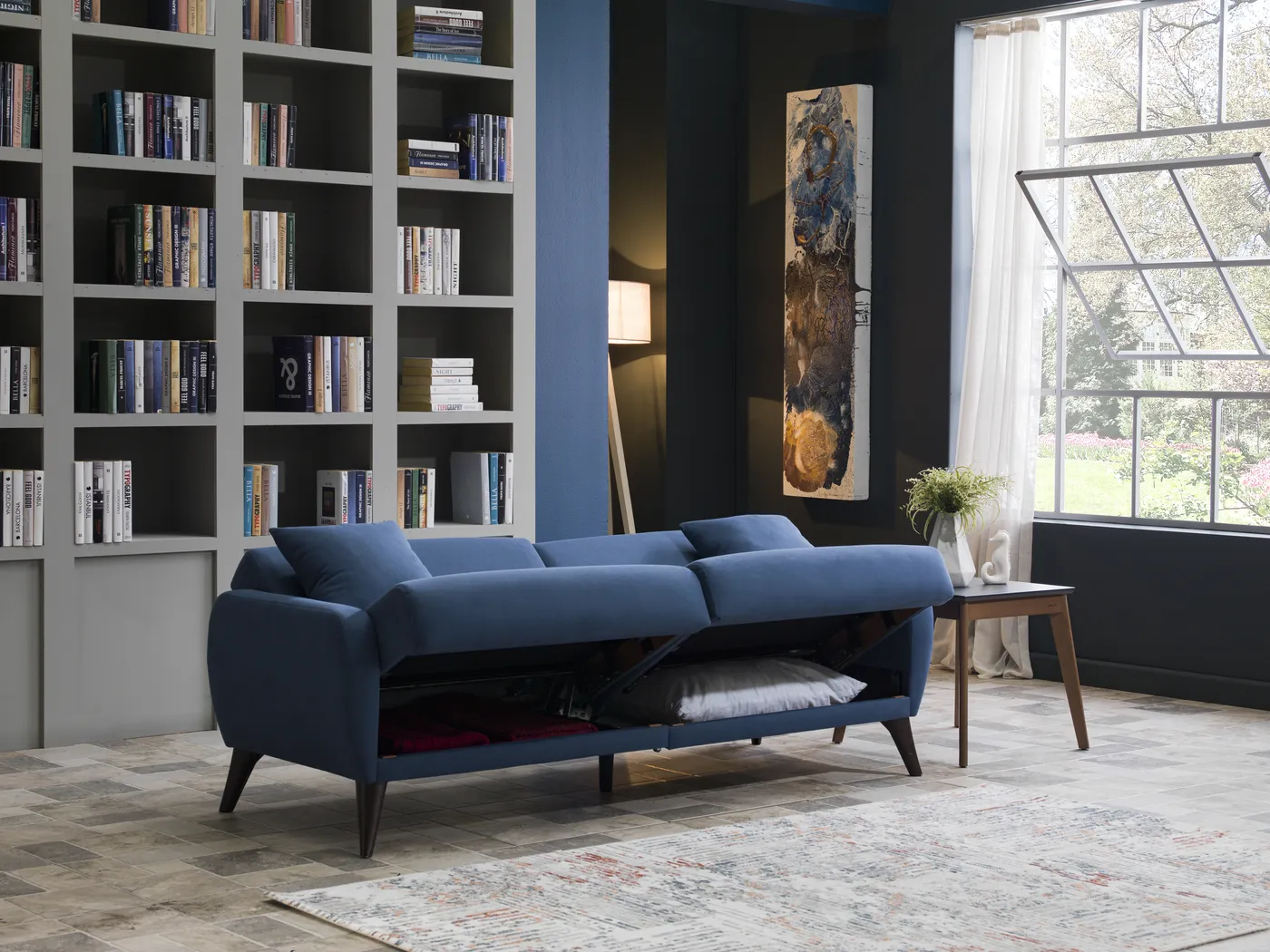Tusico Blue Sleeper Sofa - Image 15