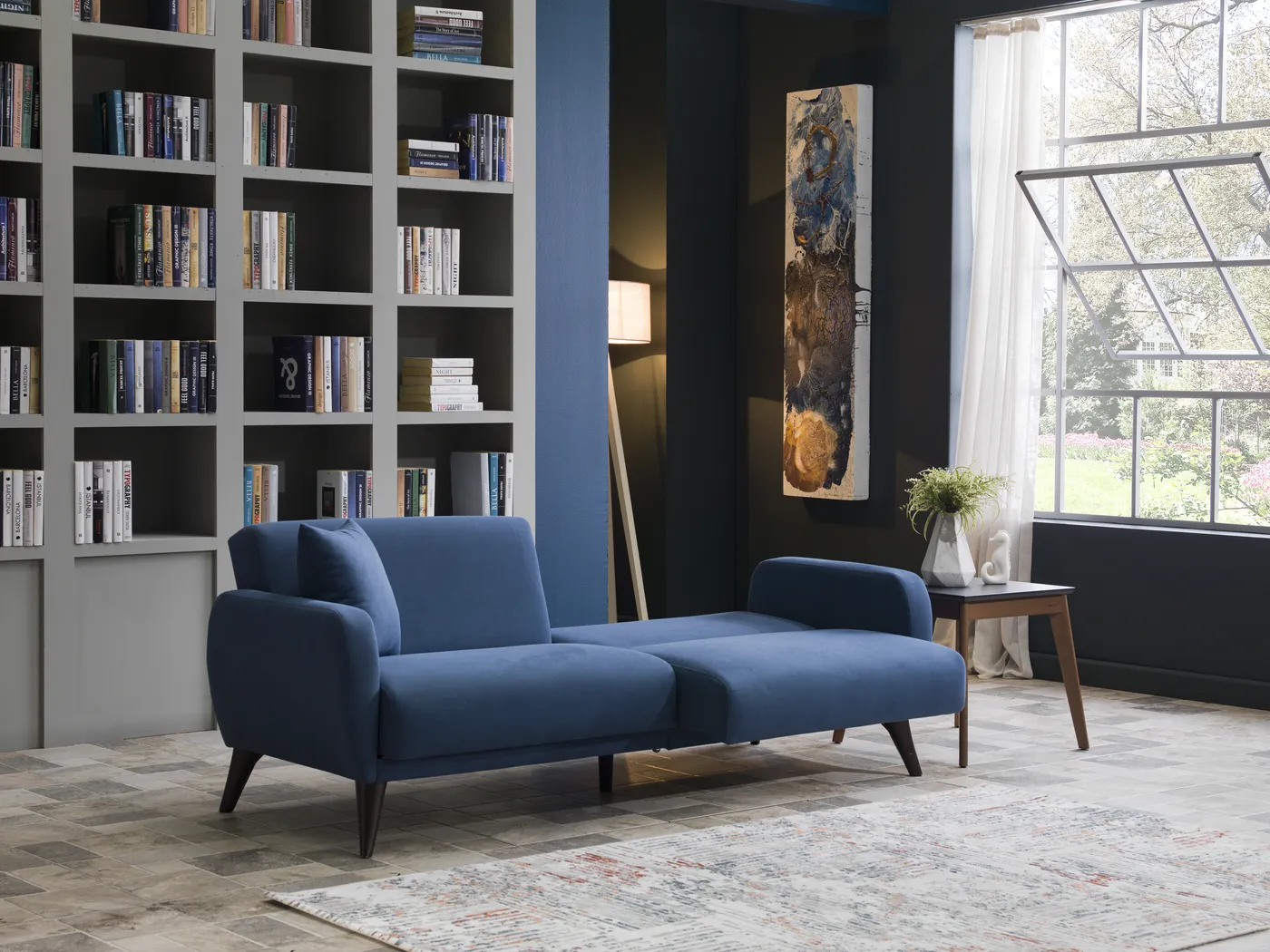 Tusico Blue Sleeper Sofa - Image 16