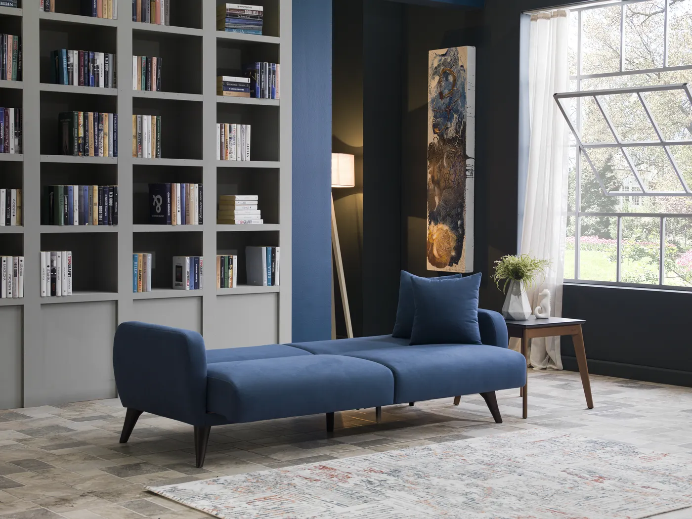 Tusico Blue Sleeper Sofa - Image 17