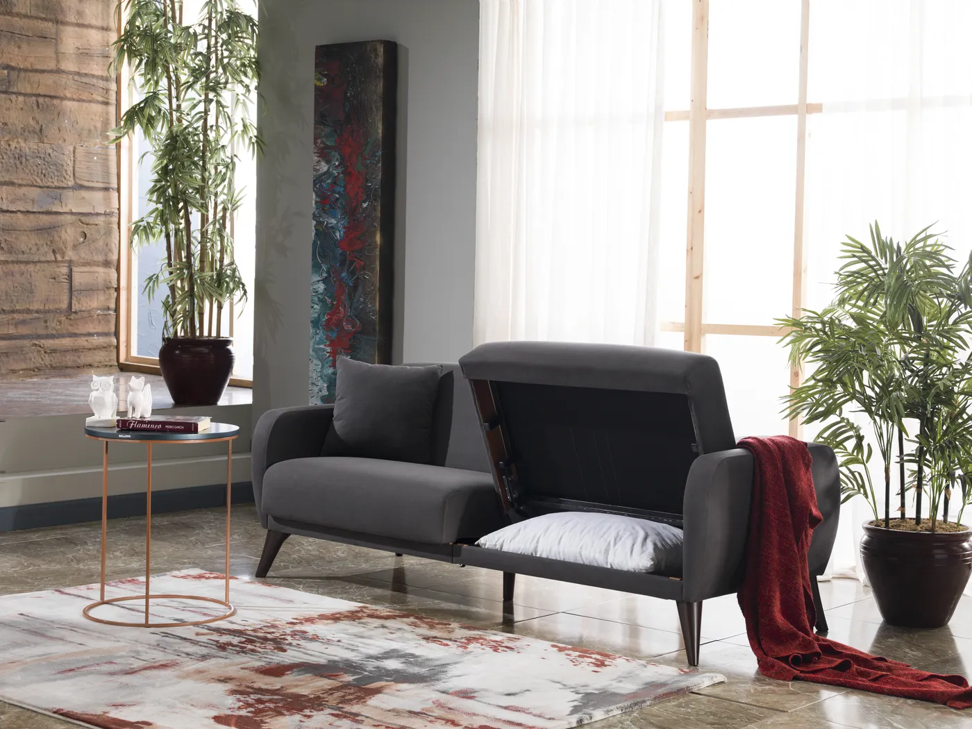 Tusico Charcoal Sleeper Sofa - Image 11