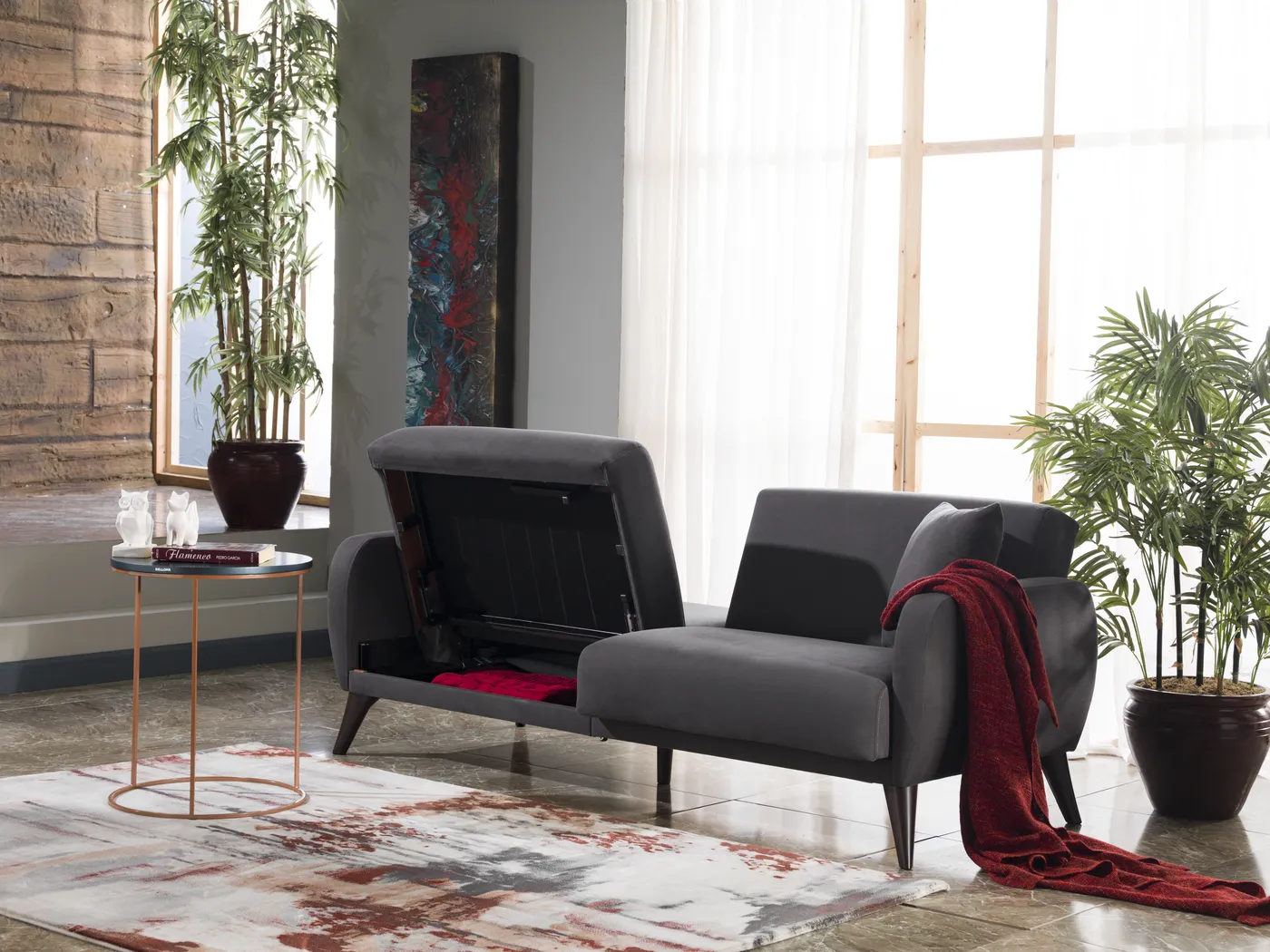 Tusico Charcoal Sleeper Sofa - Image 12