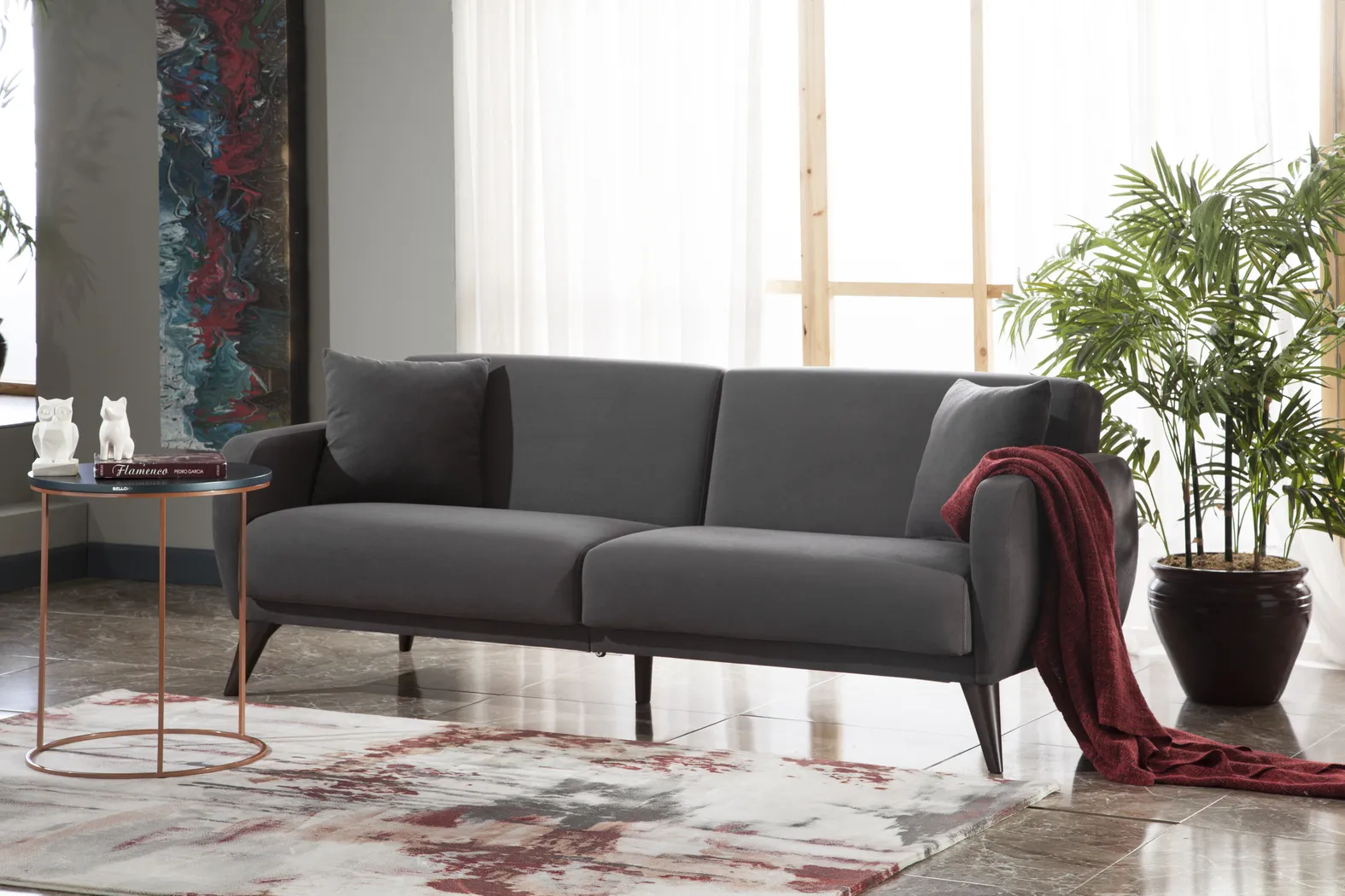 Tusico Charcoal Sleeper Sofa - Image 10