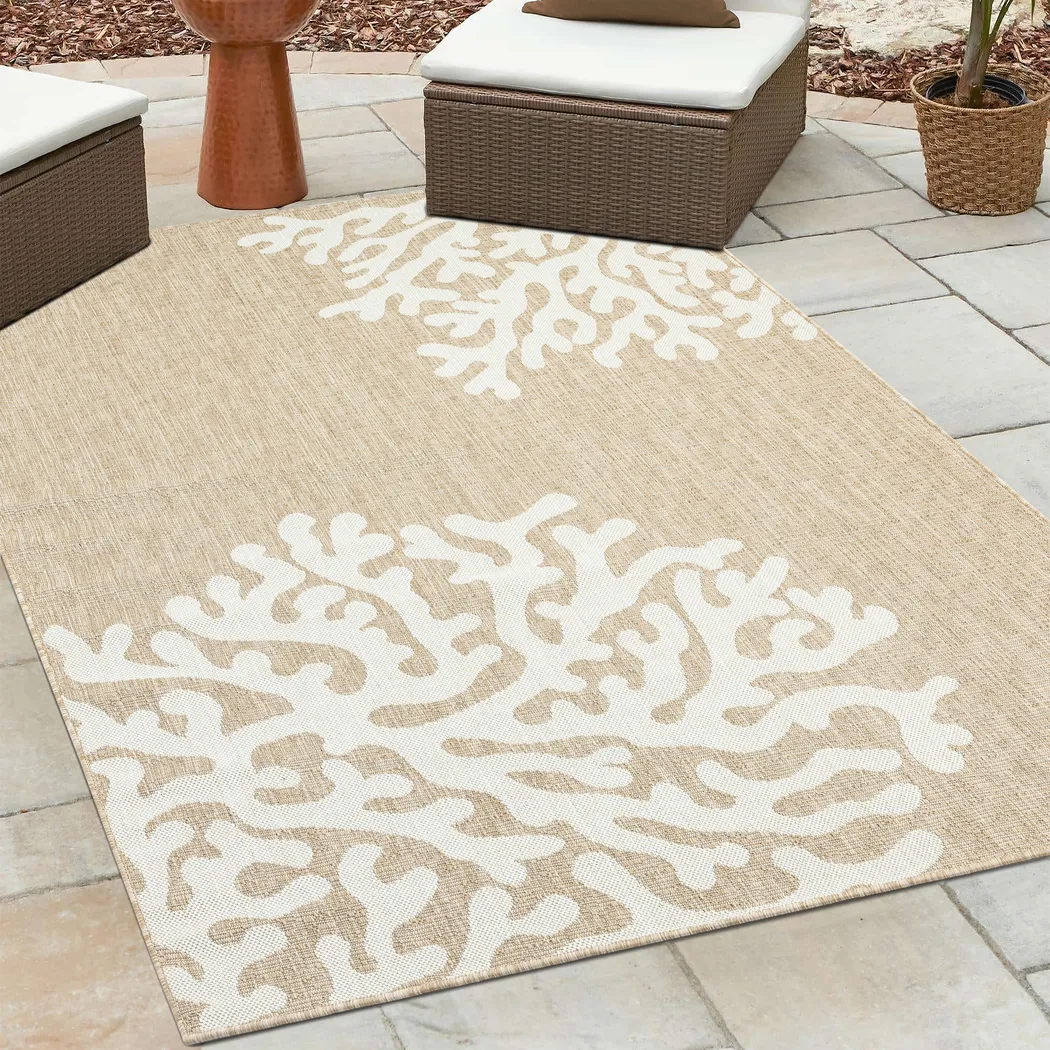 Twilree II Beige 6'6 x 9' Indoor,Outdoor Rug - Thumbnail - Image 4