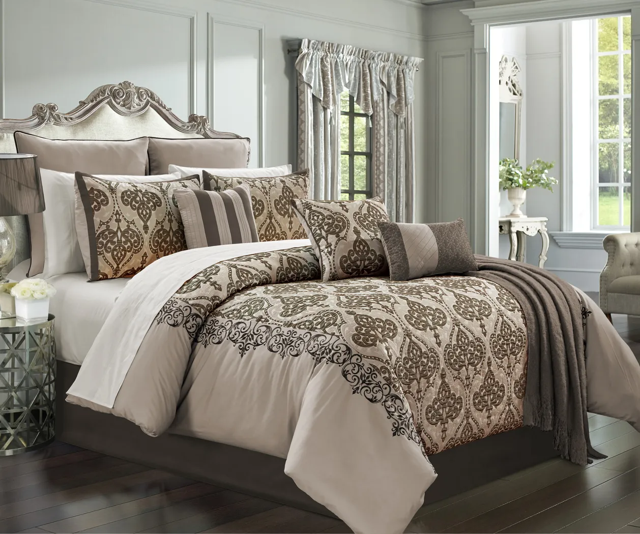 Tyarra Brown 14 Pc King Comforter Set - Thumbnail - Image 1
