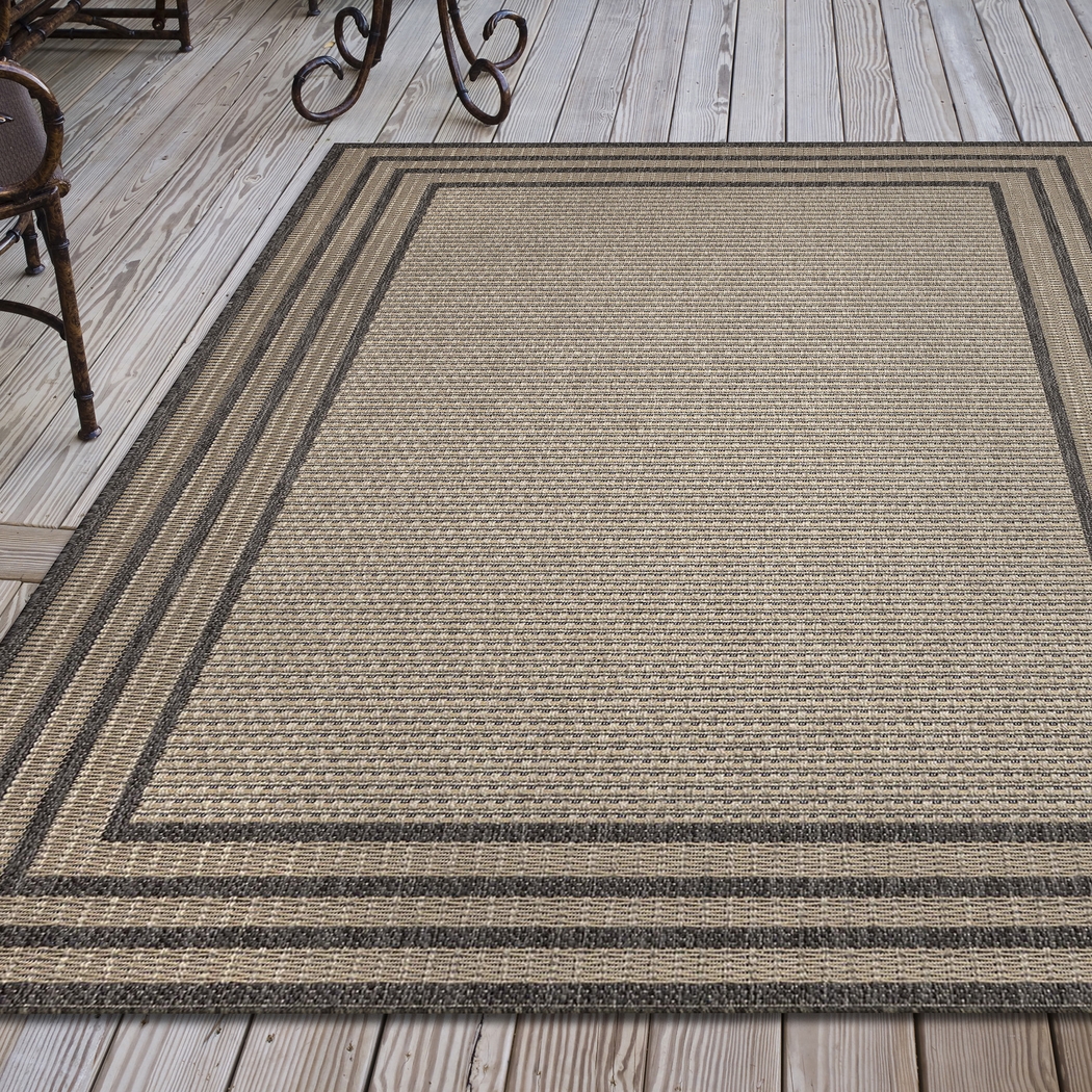 Typha Taupe 7'10 x 9'10 Indoor/Outdoor Rug - Thumbnail - Image 2