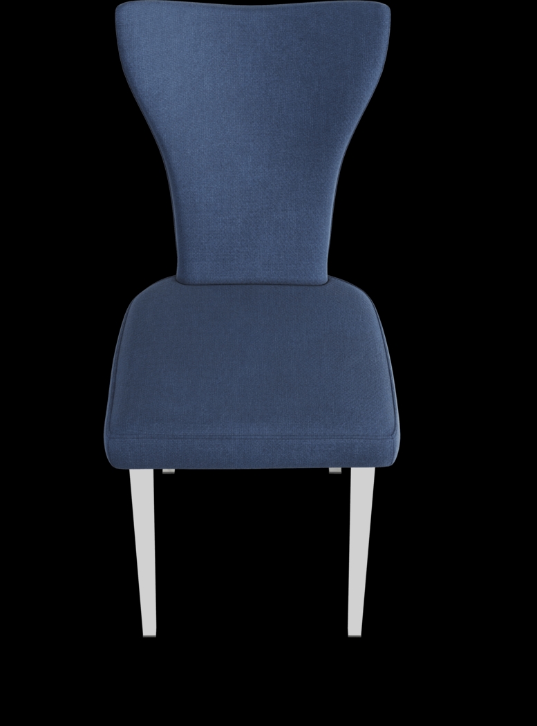 Zenica Silver 5 Pc Rectangle Dining Room with Blue Chairs - Thumbnail - Image 10