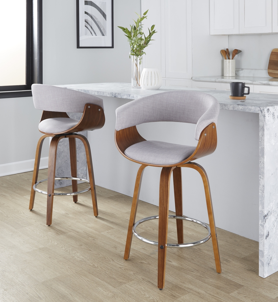 Uandi II Stone Swivel Counter Height Stool, Set of 2 - Thumbnail - Image 2