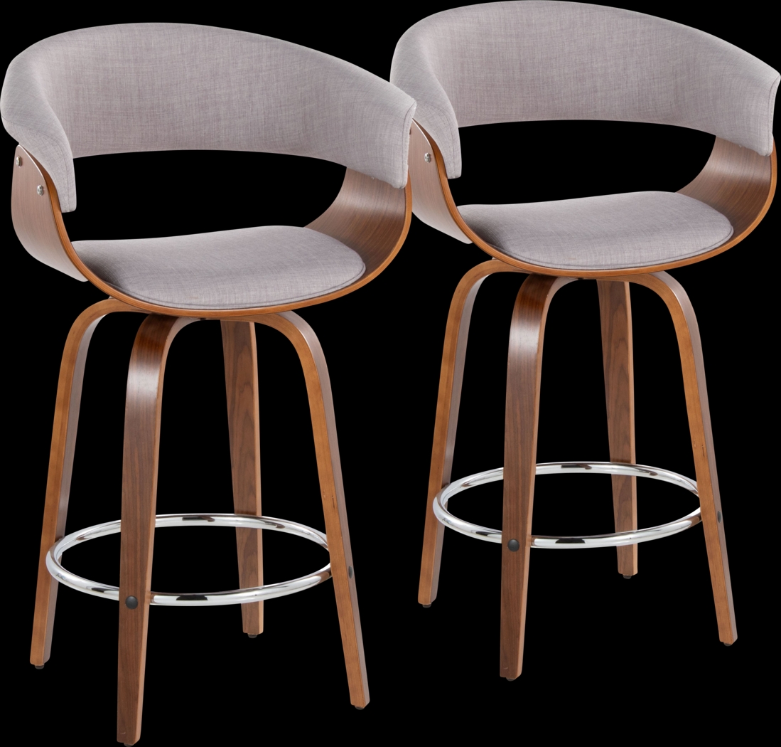 Uandi II Stone Swivel Counter Height Stool, Set of 2 - Thumbnail - Image 1