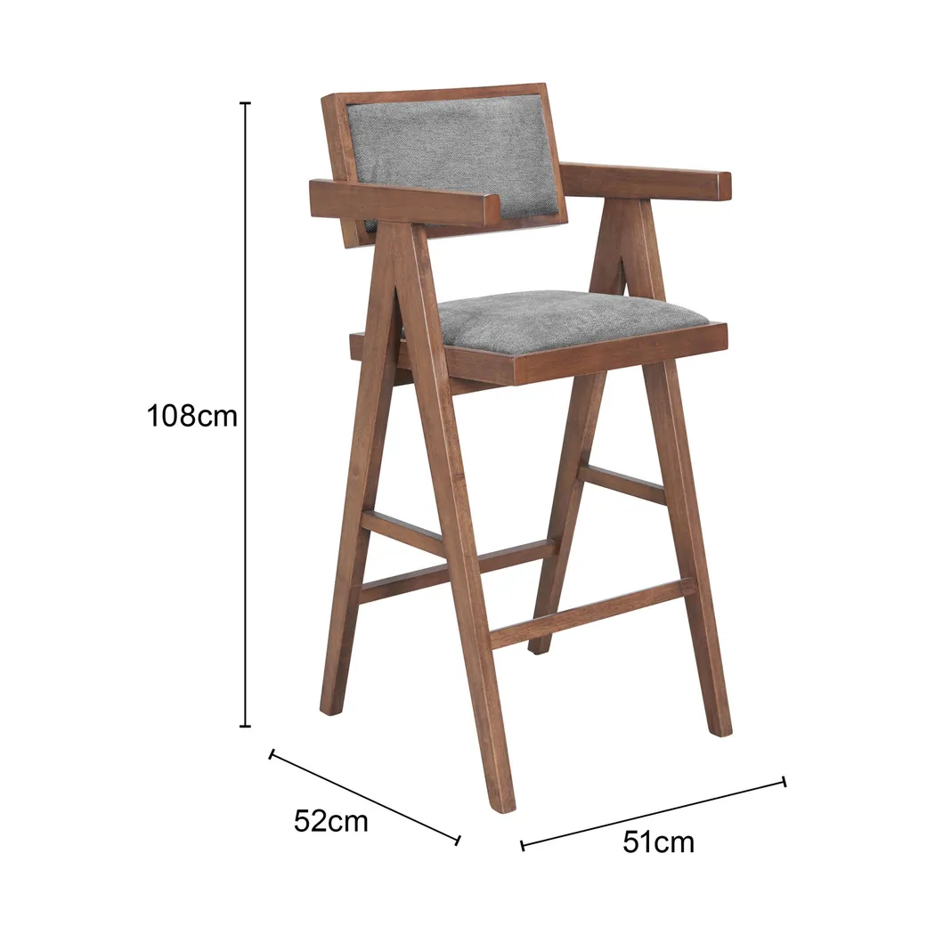 Uhadha Gray Bar Stool, Set of 2 - Thumbnail - Image 3