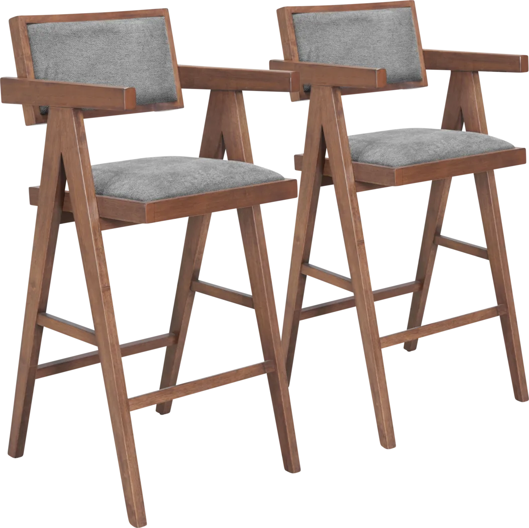 Uhadha Gray Bar Stool, Set of 2 - Thumbnail - Image 1