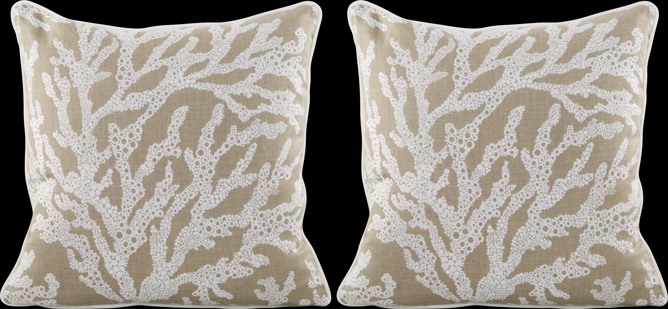 Coral Sand Beige Indoor/Outdoor Accent Pillow, Set of Two - Thumbnail - Image 1