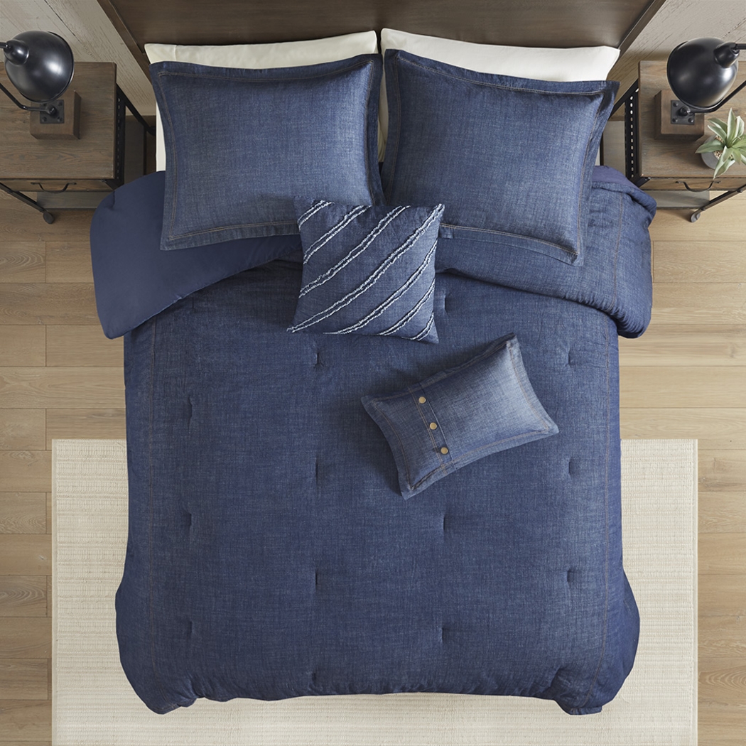Ulloa Blue 5 Pc Queen Comforter Set - Thumbnail - Image 11