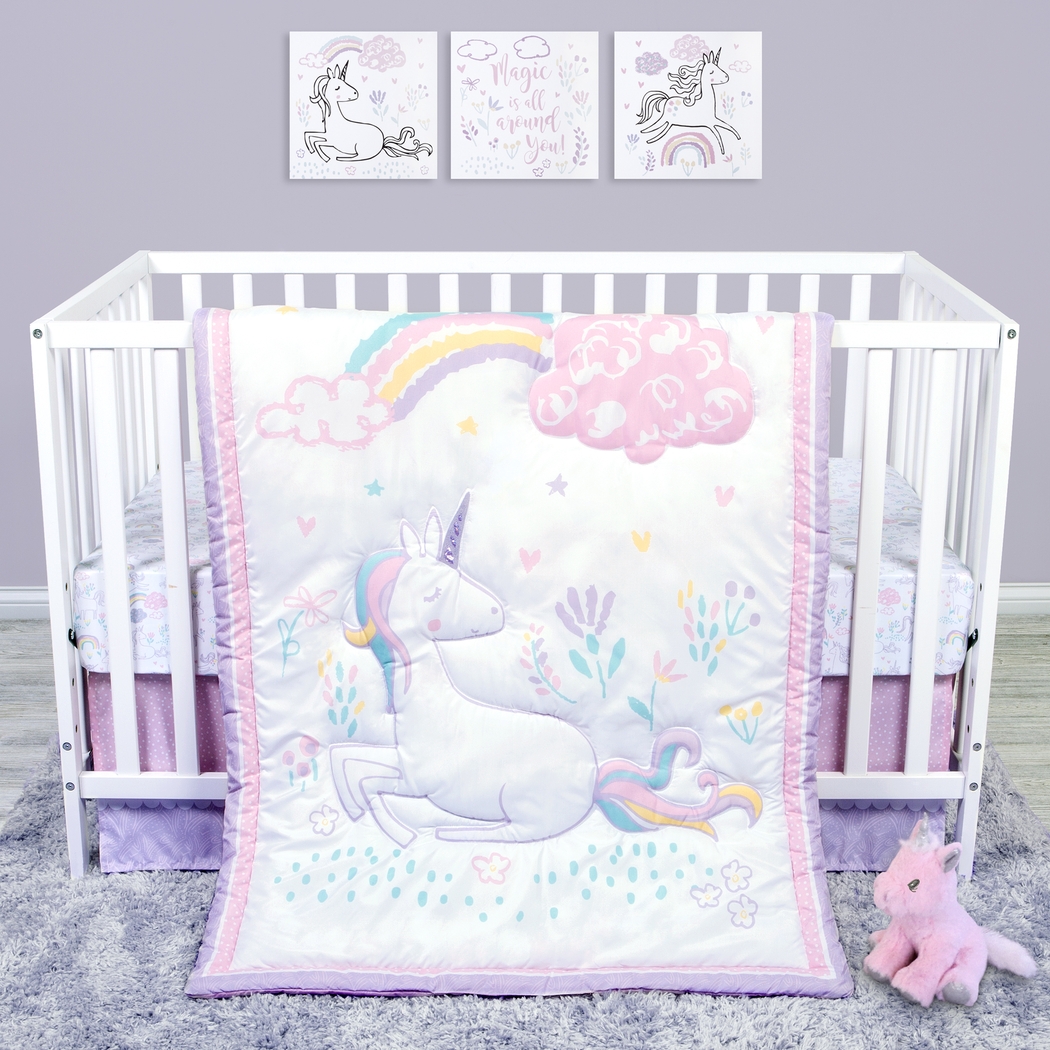Unicorn Land White 4 Pc Baby Bedding Set - Thumbnail - Image 8