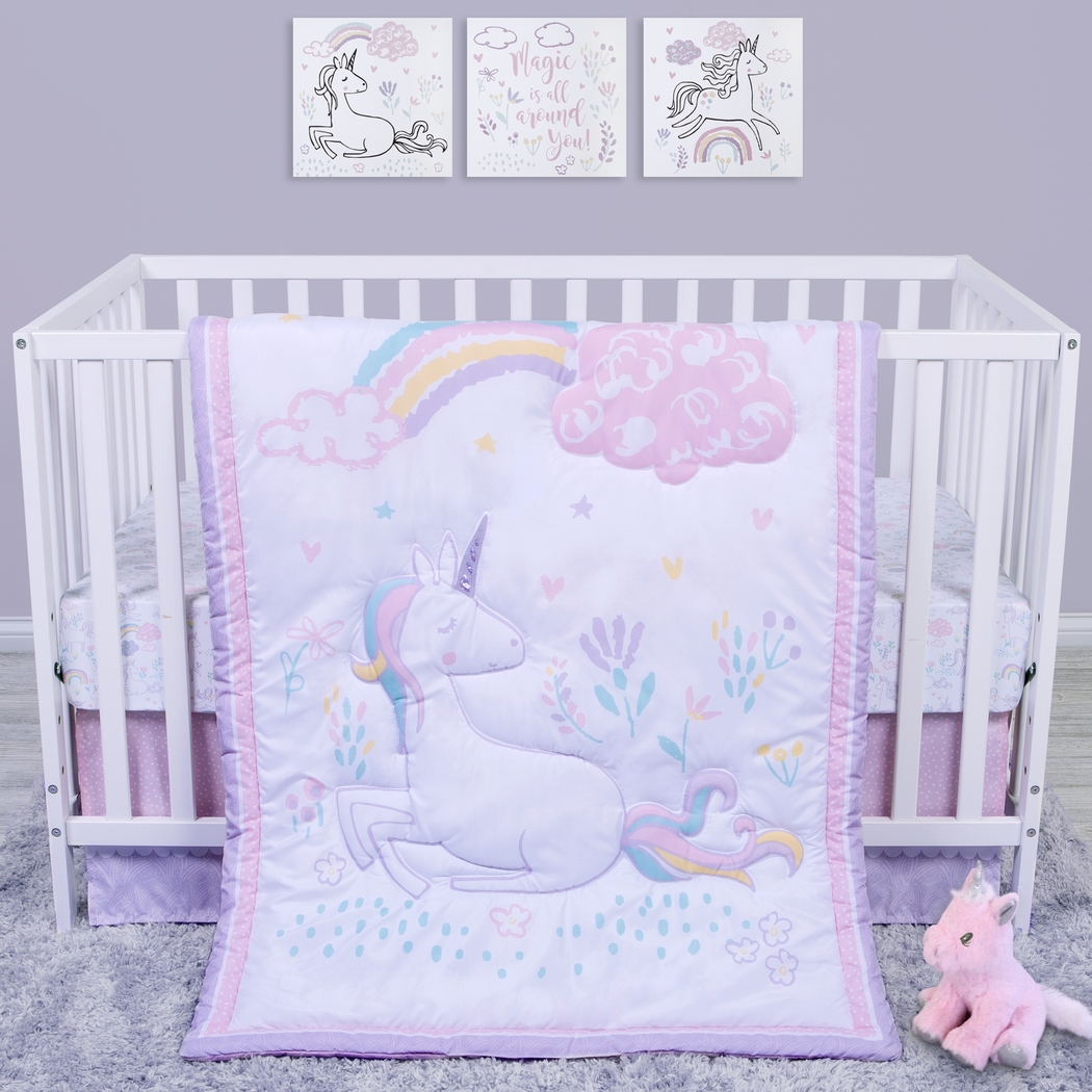 Unicorn Land White 4 Pc Baby Bedding Set - Thumbnail - Image 1