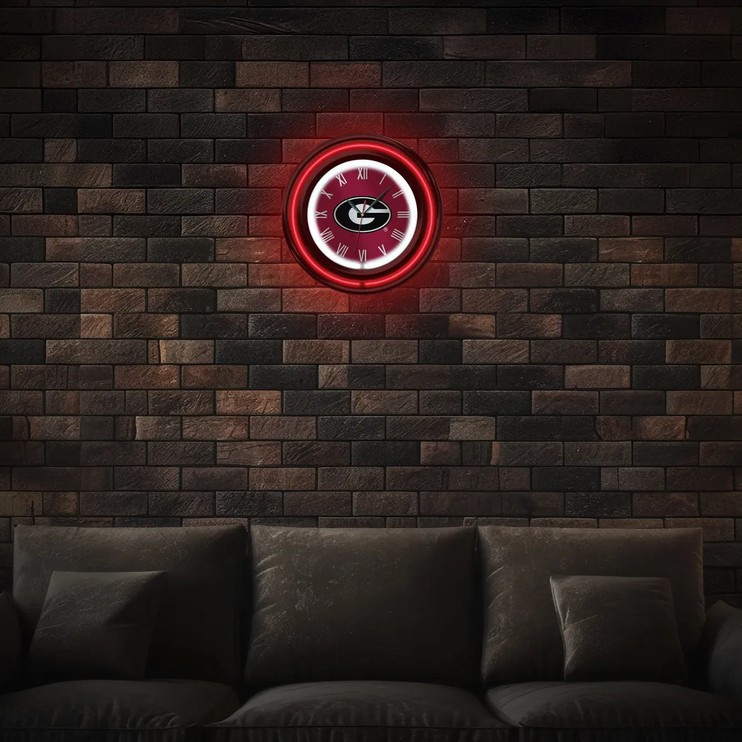 University of Georgia Red Neon Wall Clock - Thumbnail - Image 2