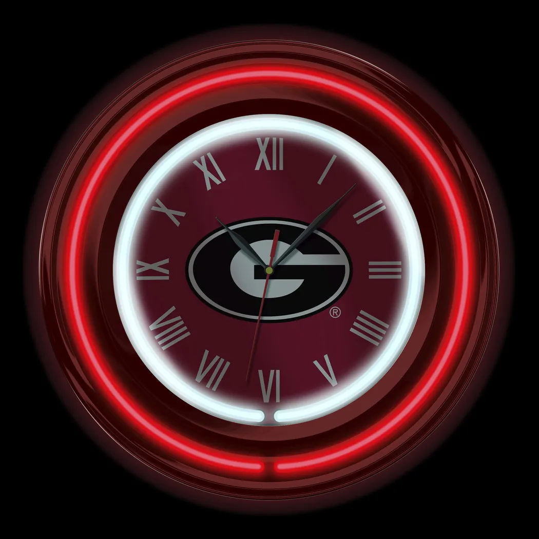 University of Georgia Red Neon Wall Clock - Thumbnail - Image 3