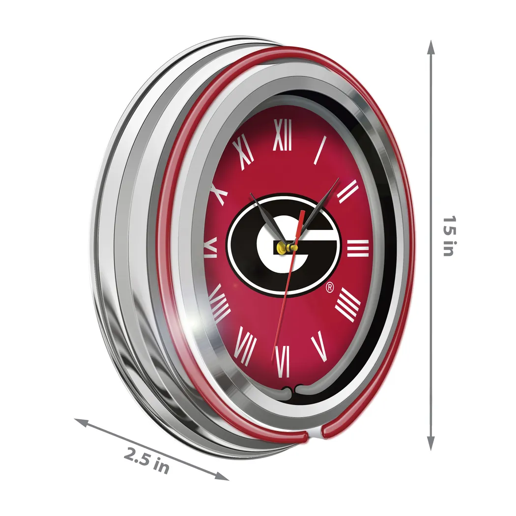 University of Georgia Red Neon Wall Clock - Thumbnail - Image 4