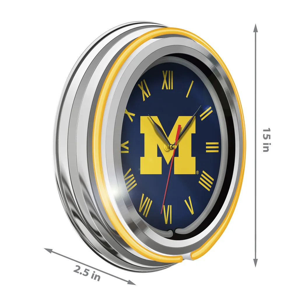 University of Michigan Yellow Neon Wall Clock - Thumbnail - Image 4