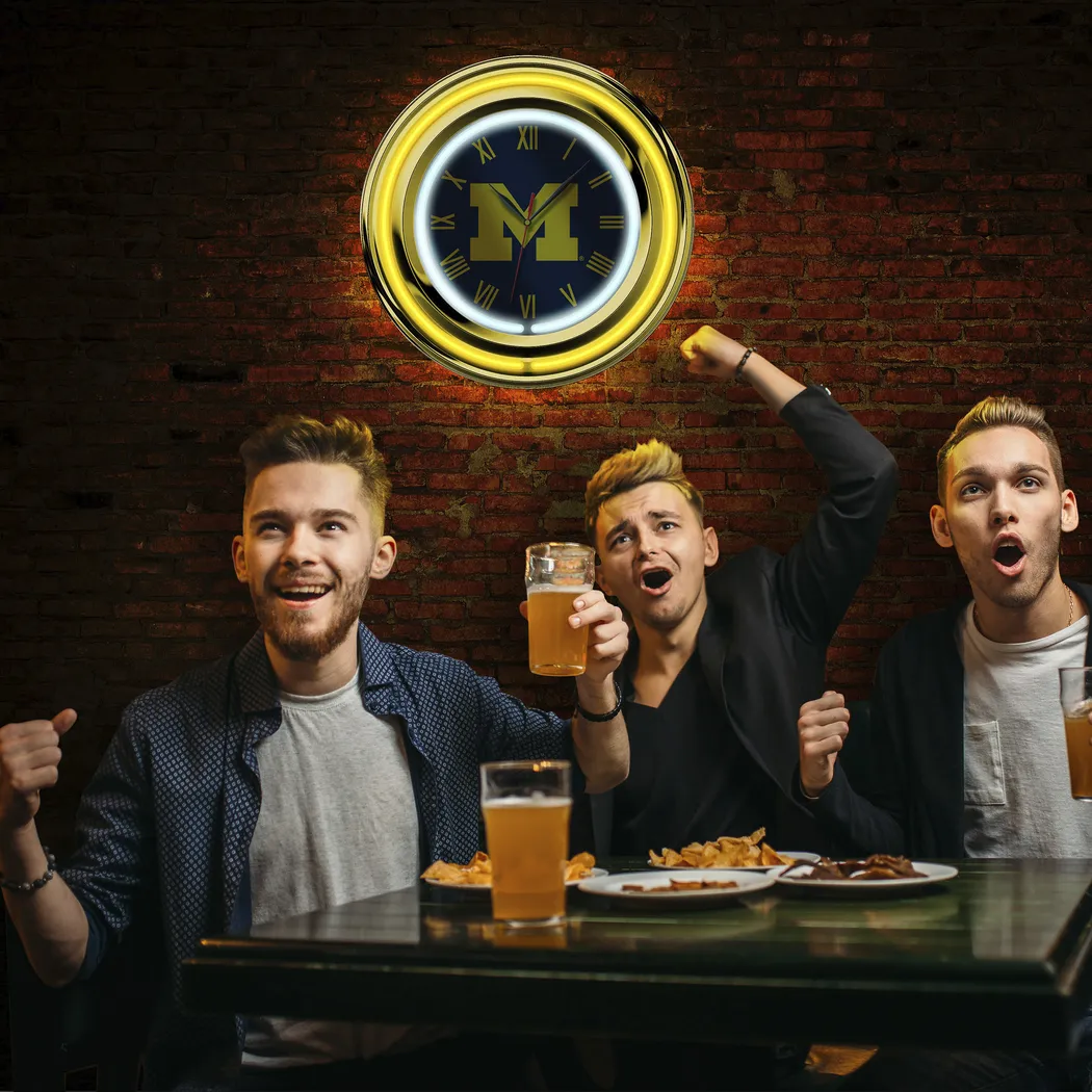 University of Michigan Yellow Neon Wall Clock - Thumbnail - Image 5
