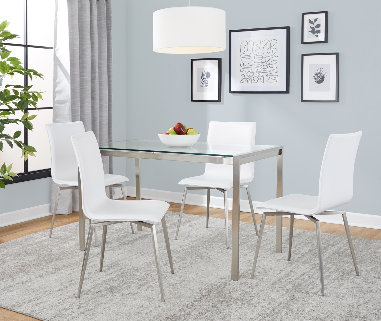 Upsall I White 5pc Dining Set - Thumbnail - Image 2