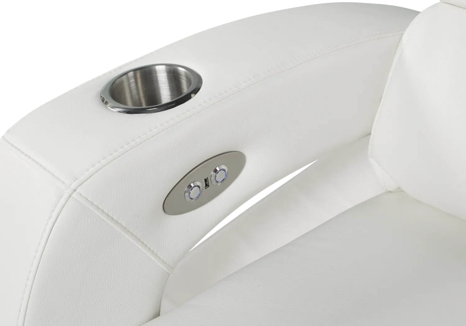 Uptown Loft Solid White Power Recliner - Thumbnail - Image 3