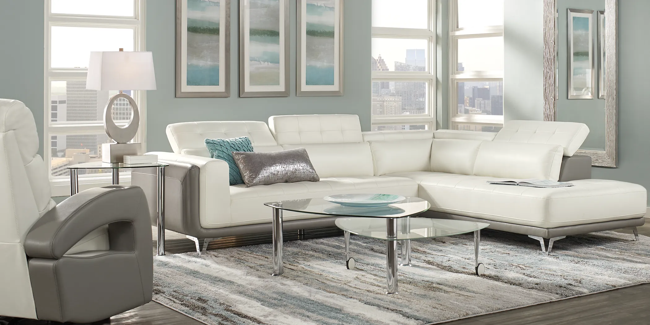 Uptown Loft White 2 Pc Sectional - Thumbnail - Image 2