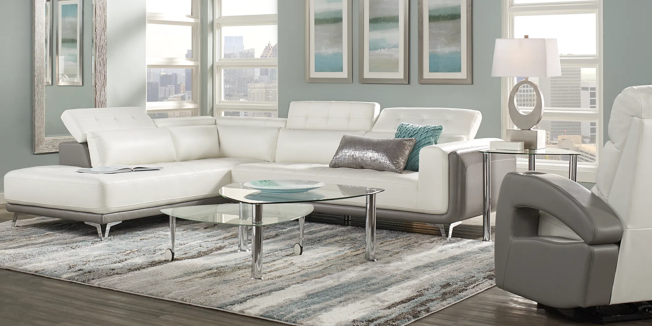 Uptown Loft White 2 Pc Sectional - Thumbnail - Image 2
