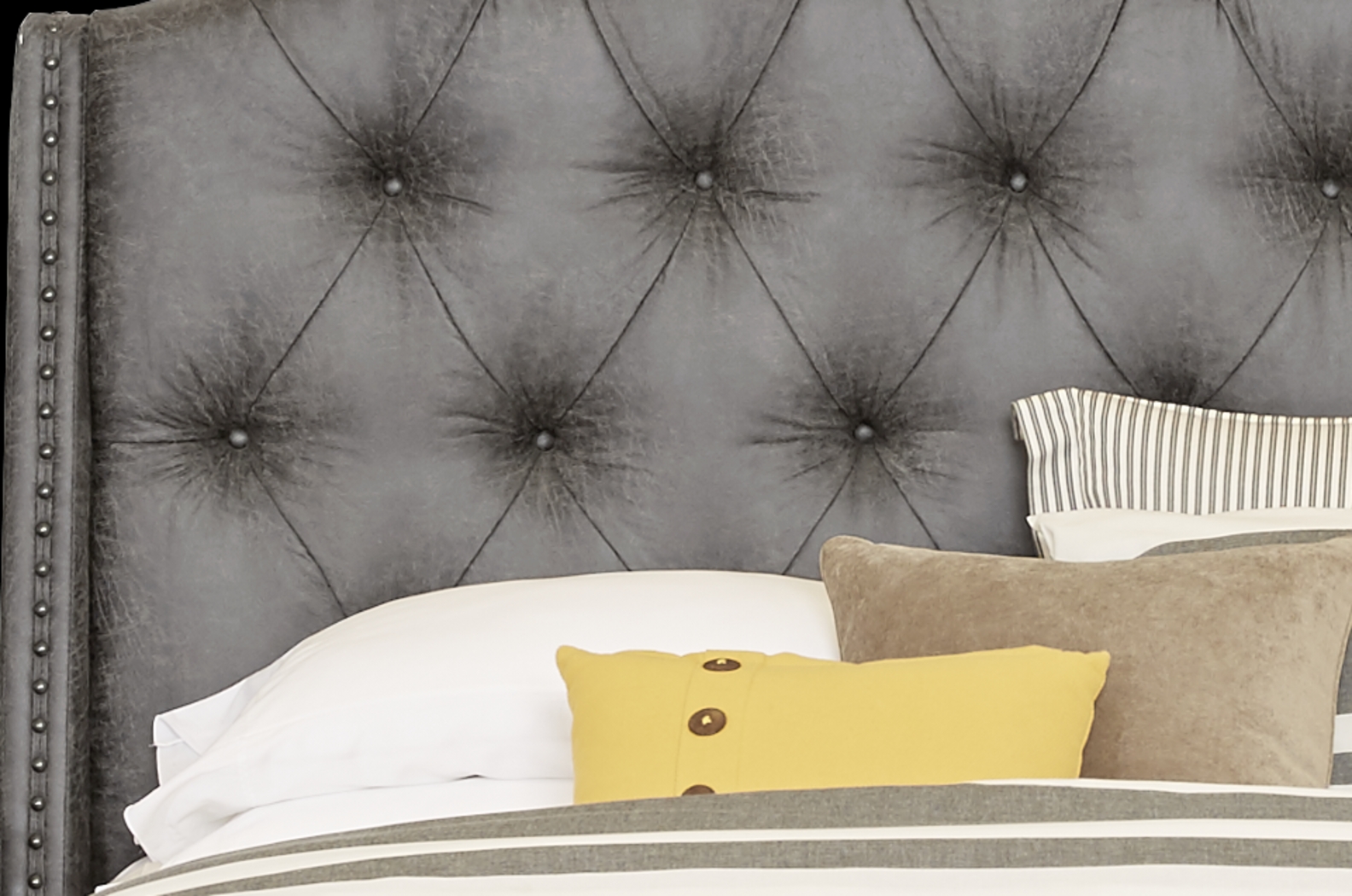 Urban Plains Gray 3 Pc Queen Upholstered Bed - Thumbnail - Image 2