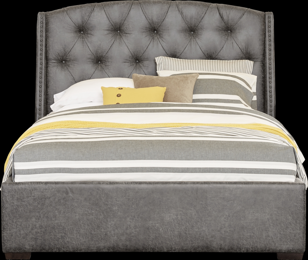 Urban Plains Gray 3 Pc Queen Upholstered Bed - Thumbnail - Image 1