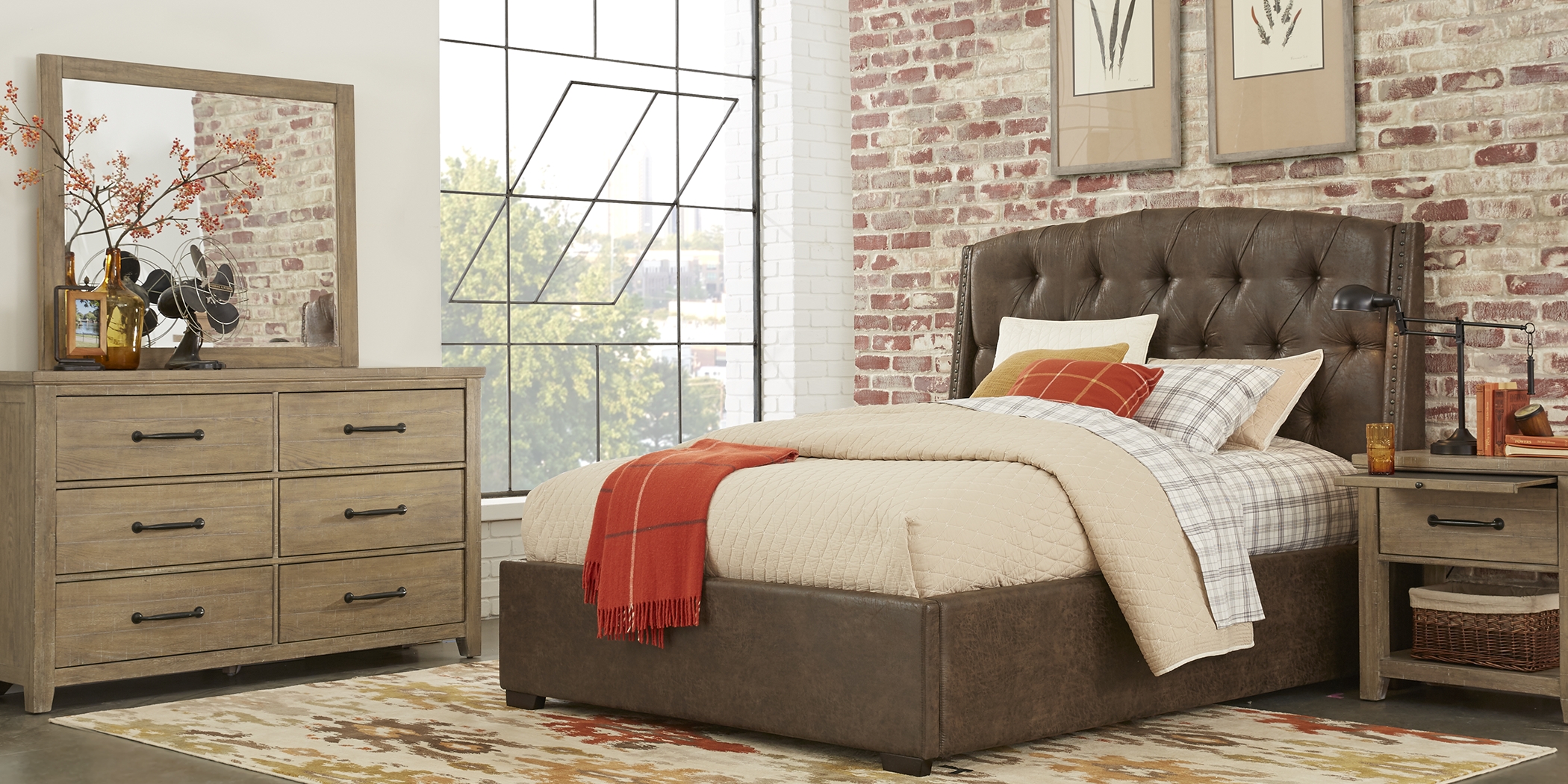 Urban Plains Mahogany 5 Pc King Upholstered Bedroom - Thumbnail - Image 1