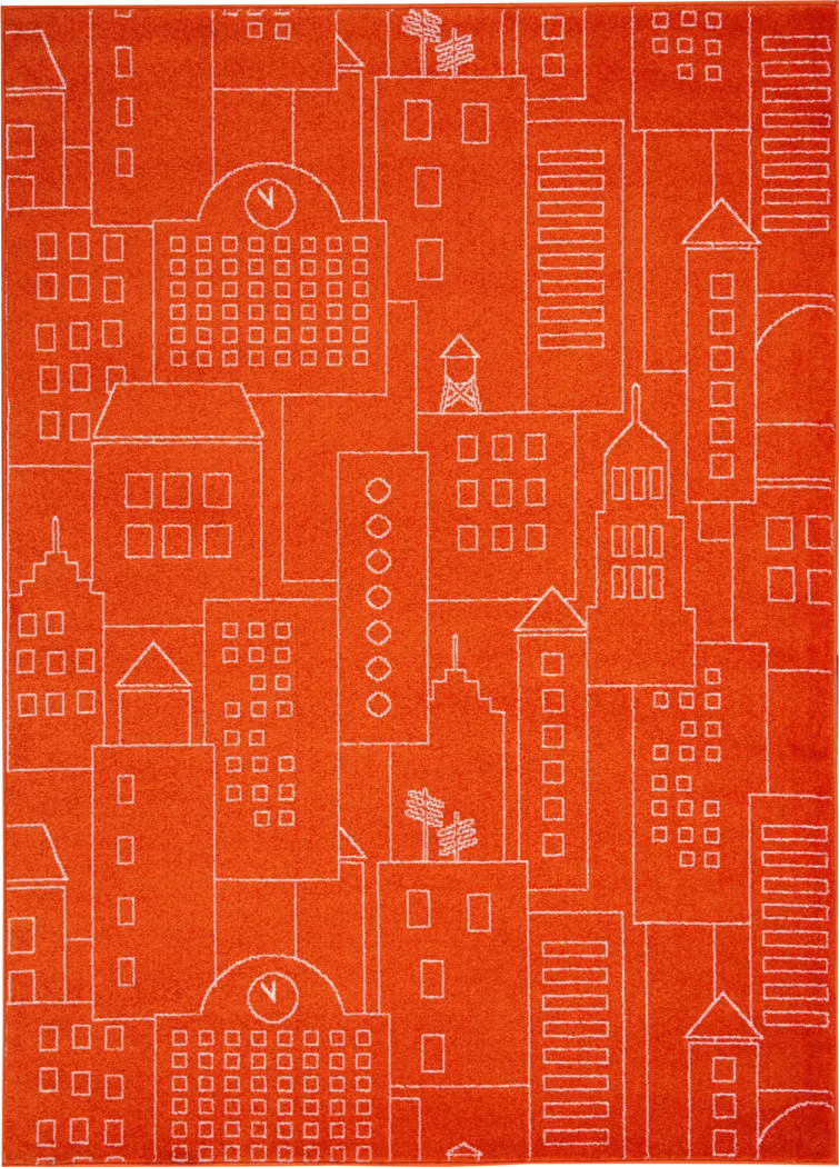 Kids Urban Vista Orange 4' x 6' Rug - Thumbnail - Image 1