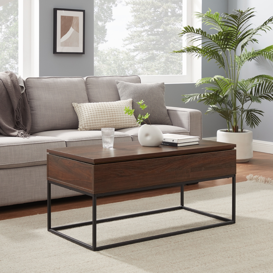 Utrin Dark Brown Lift Top Cocktail Table - Thumbnail - Image 2