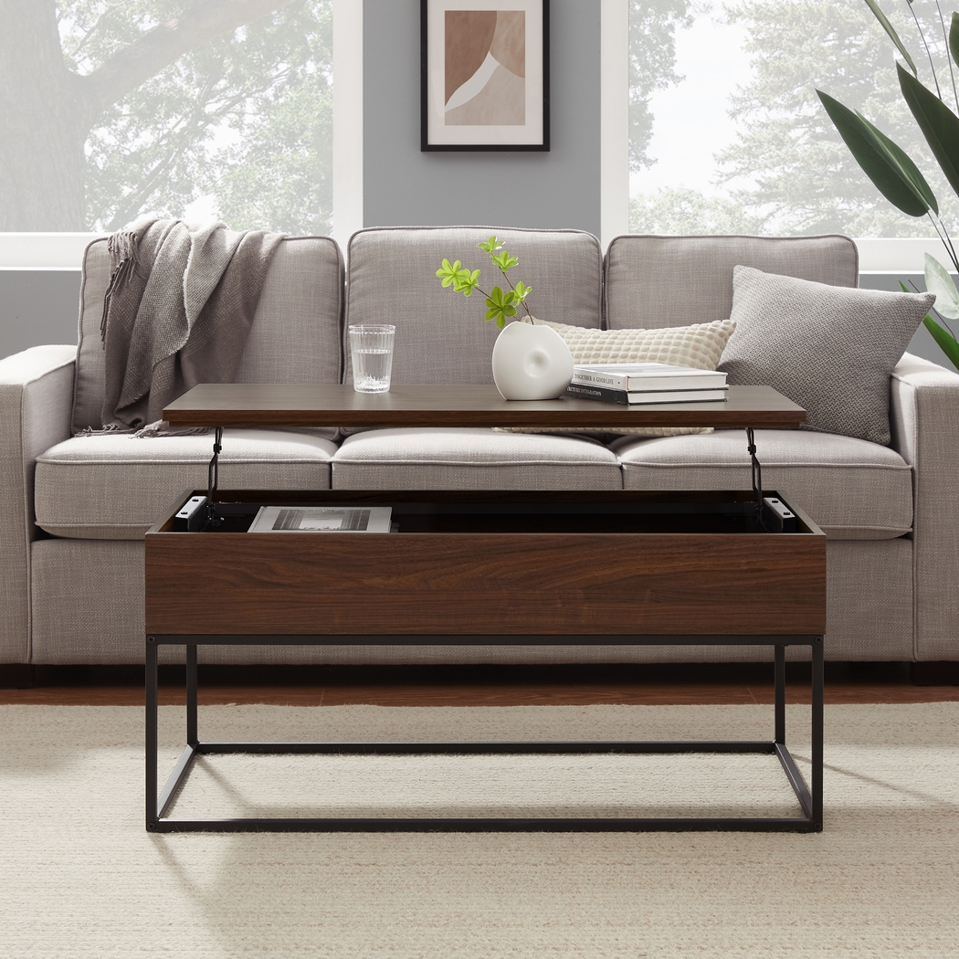 Utrin Dark Brown Lift Top Cocktail Table - Thumbnail - Image 3