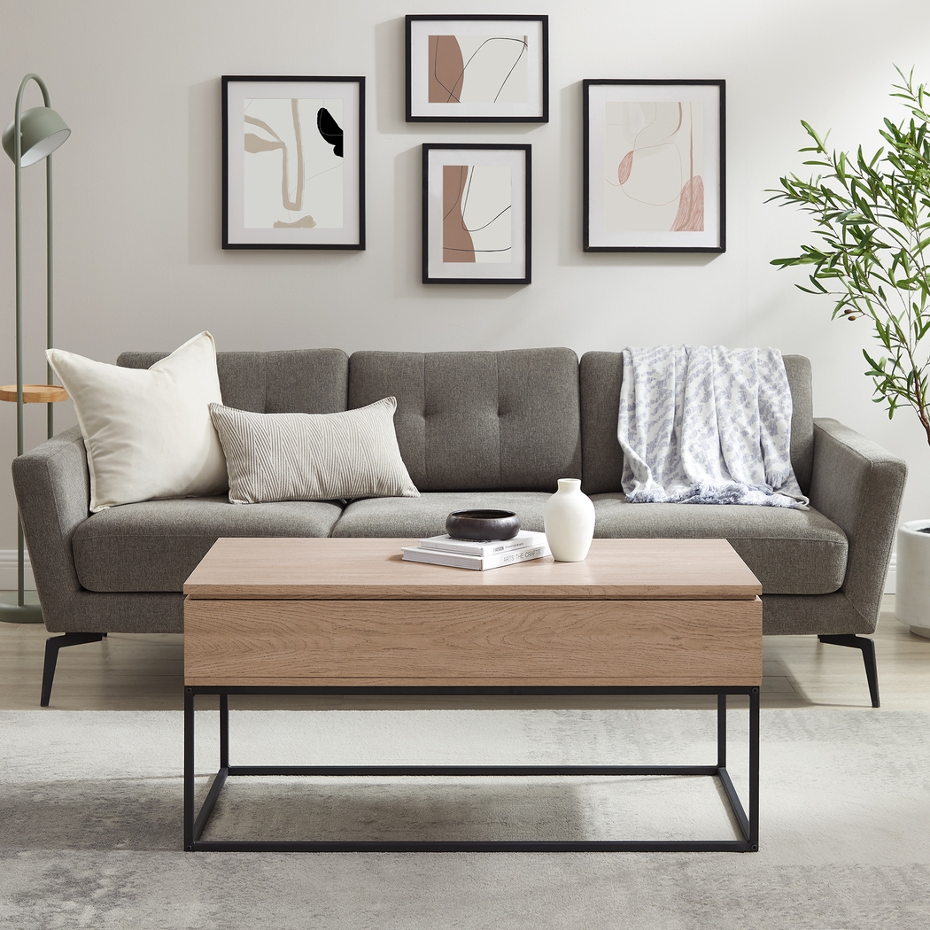 Utrin Light Oak Lift Top Cocktail Table - Thumbnail - Image 3