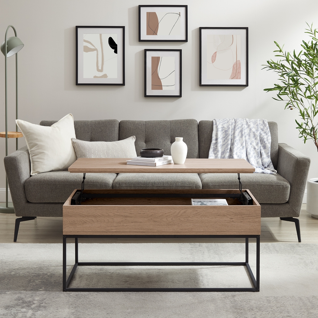 Utrin Light Oak Lift Top Cocktail Table - Thumbnail - Image 4