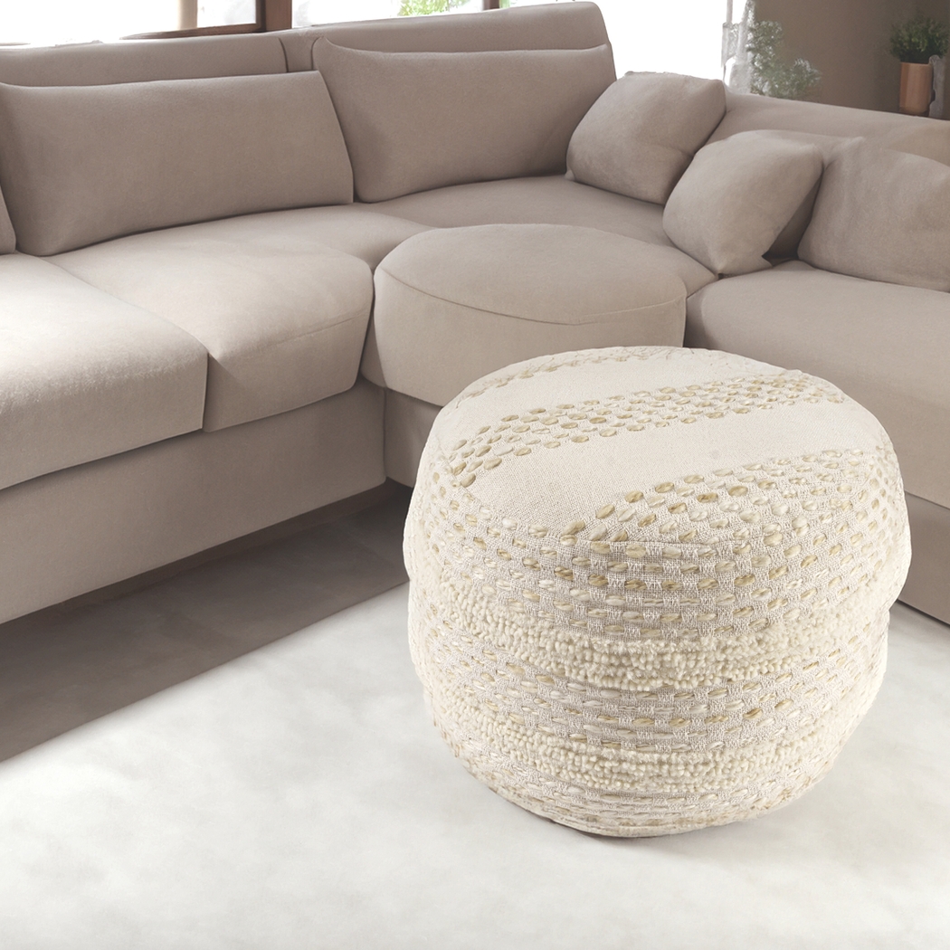 Vaddo Beige/Ivory Pouf - Thumbnail - Image 2