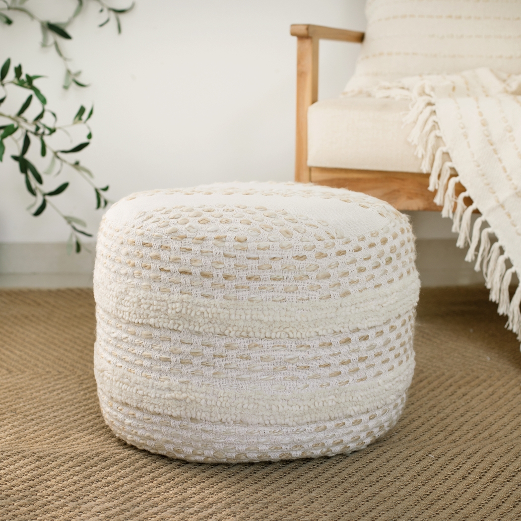 Vaddo Beige/Ivory Pouf - Thumbnail - Image 5