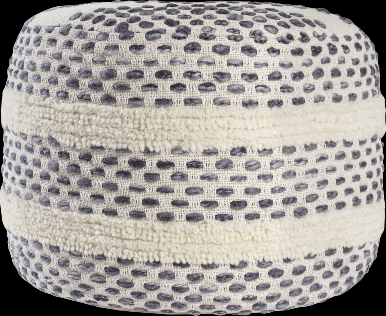 Vaddo Gray/Ivory Pouf - Thumbnail - Image 1