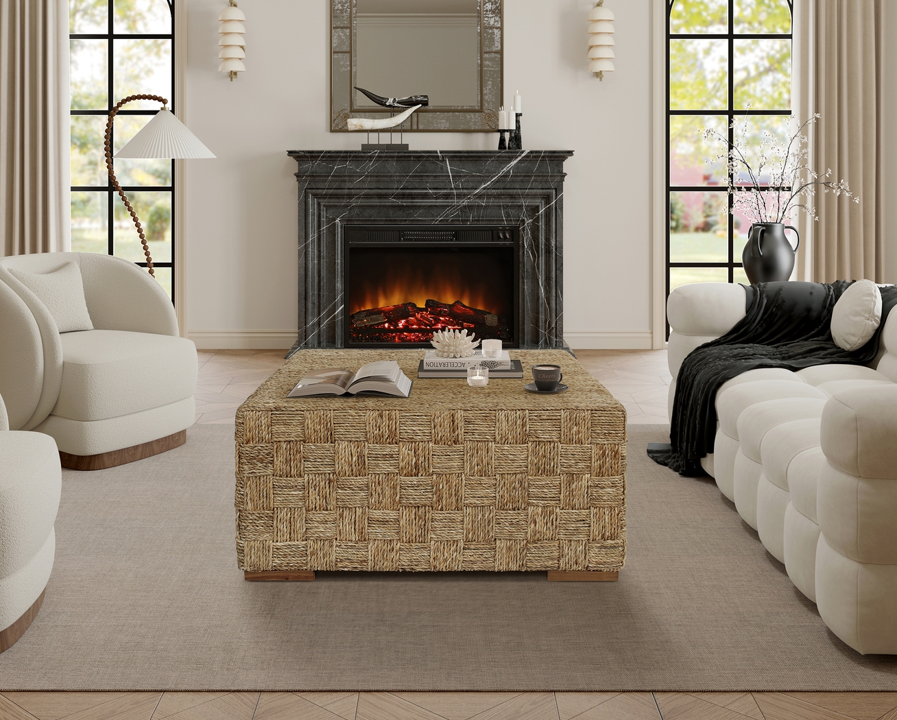 Vaessa Brown Square Coffee Table - Thumbnail - Image 2