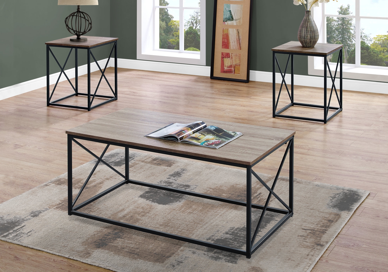 Valburn Taupe 3 Pc Table Set - Thumbnail - Image 2