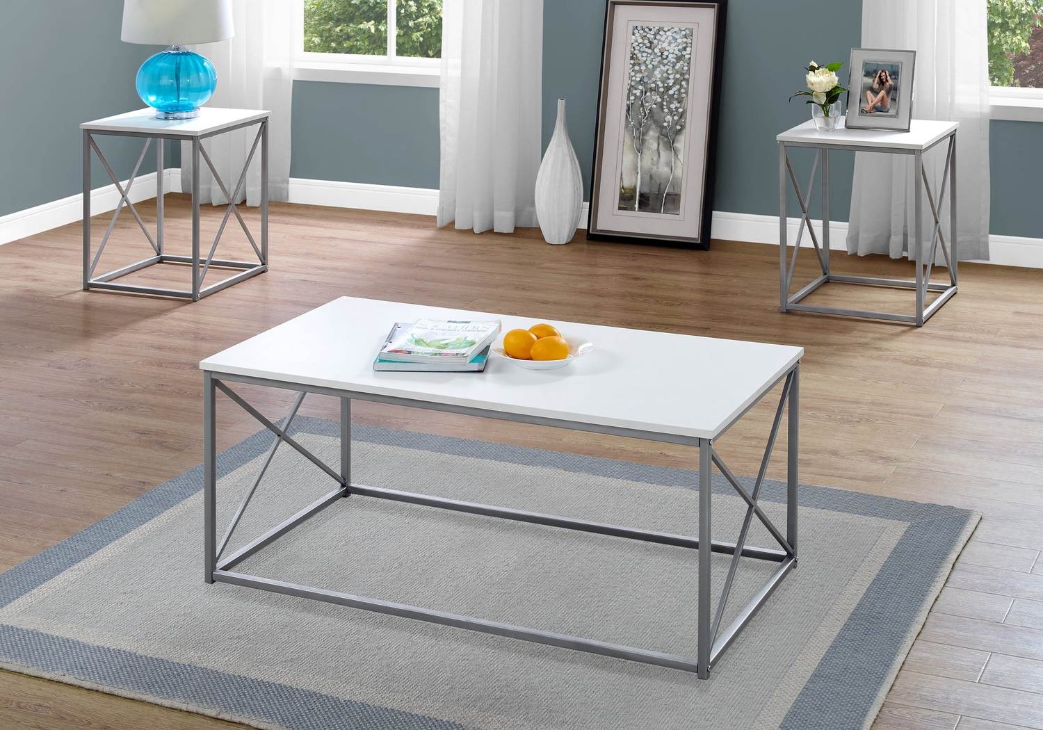 Valburn White 3 Pc Table Set - Thumbnail - Image 2